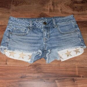 American Eagle Outfitters Blue Jean Shorts with Gold Stars